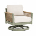 Drehbarer Gartensessel 82 × 78 × 88 cm in Olivgrün, Beige und Natur mit Metallgestell, Seilgeflecht und Polstern
