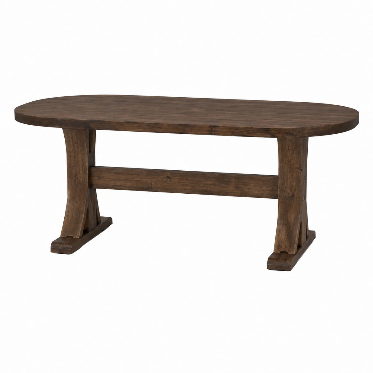 Ovaler Holztisch im Landhausstil, Dunkelbraun, 200 × 100 × 75 cm