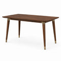 Esstisch im Mid-Century-Stil, 180 × 90 × 75 cm, Walnussbraun mit messingfarbenen Metallakzenten