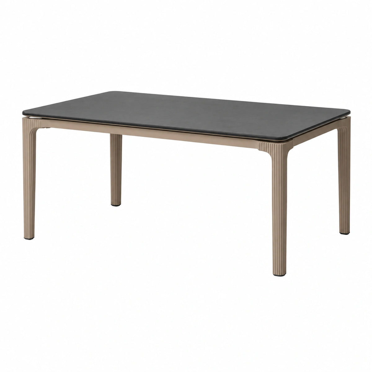 Moderner Esstisch 160 × 90 × 75 cm mit schwarzer Tischplatte und beigefarbenem Metallgestell