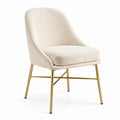 Gepolsterter Stuhl 60 x 62 x 82 cm in Bouclé-Creme mit goldfarbenem Metallgestell