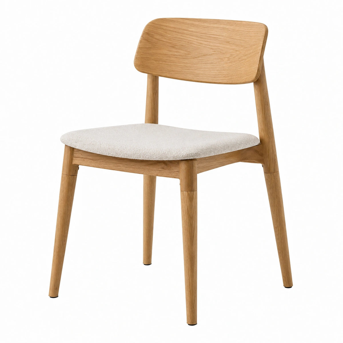 Skandinavischer Esszimmerstuhl aus Holz mit gepolstertem Sitz, Naturholz/Beige, 52 x 55 x 78 cm