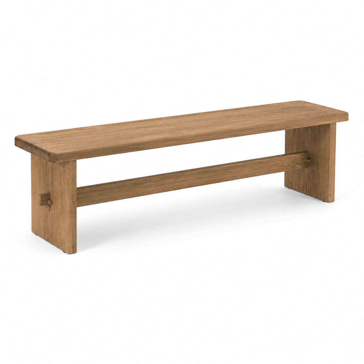 Rustikale Sitzbank aus braunem Holz, 180 × 35 × 45 cm, mit Querstrebe