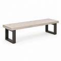 Moderne Gartenbank aus Beton und Metall, Beige/Schwarz, 180 x 40 x 45 cm