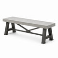 Sitzbank im Industriestil, 180 × 40 × 45 cm, Betonoptik Grau mit schwarzem Metallgestell