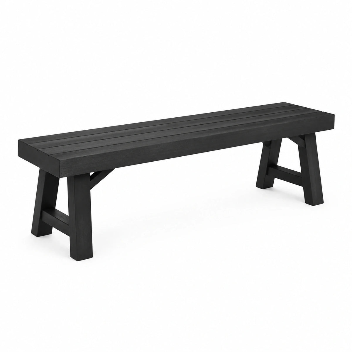 Sitzbank aus schwarzem Holz, 180 × 35 × 45 cm