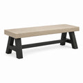Gepolsterte Holz-Sitzbank mit Kunstlederbezug, Beige/Schwarz, 120 × 40 × 45 cm