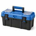Kunststoff-Werkzeugkoffer Blau/Schwarz/Transparent, 48 x 25 x 24 cm, mit Tragegriff und Sortierfächern